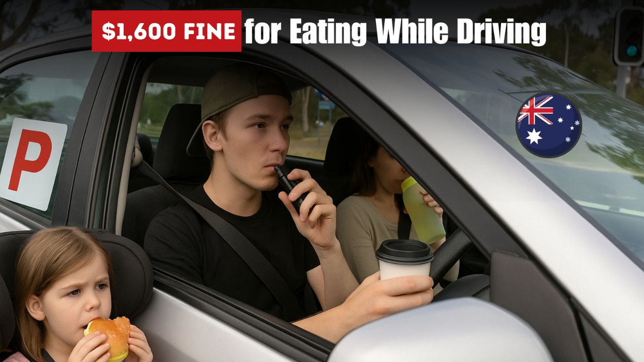 New $1,600 Fine in Australia from 2 Nov – Eating, Drinking or Vaping Behind the Wheel Now Illegal